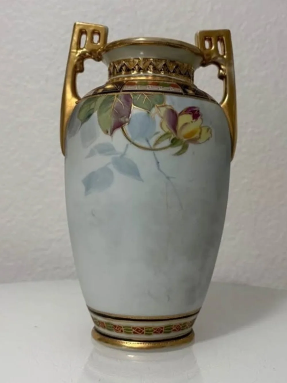 Vintage Nippon Floral Porcelain Vase Hand-Painted